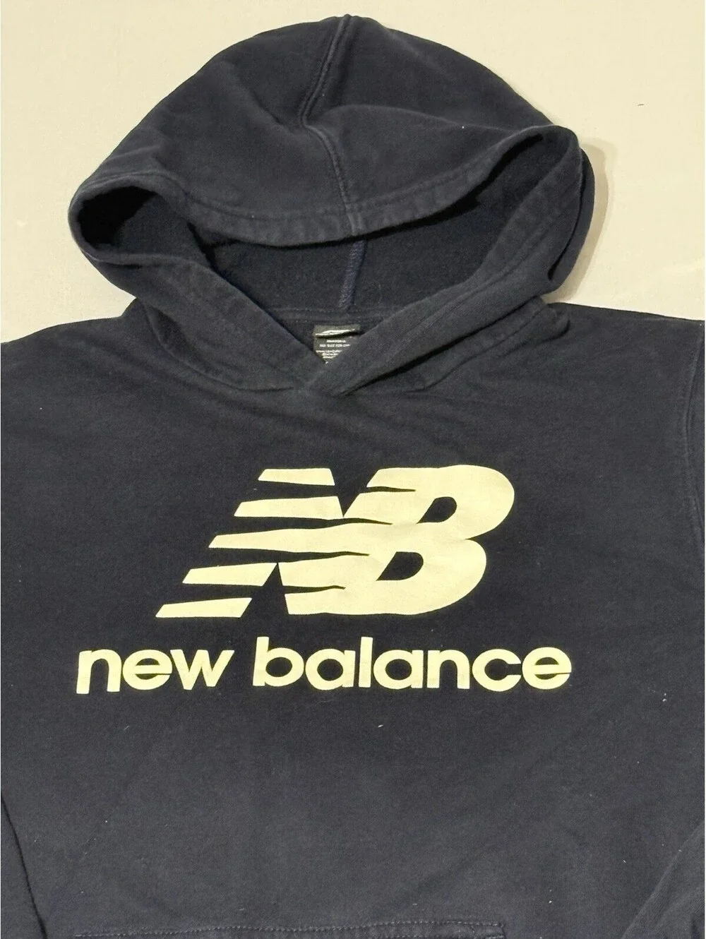 New Balance Hoodie Sweatshirt Boys Size L (14/16) Navy Blue Kangaroo Pocket